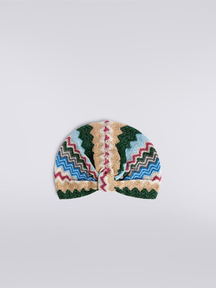 Viscose blend chevron turban with sequins, Multicoloured  - LS23WS2PBV00ENSM67R