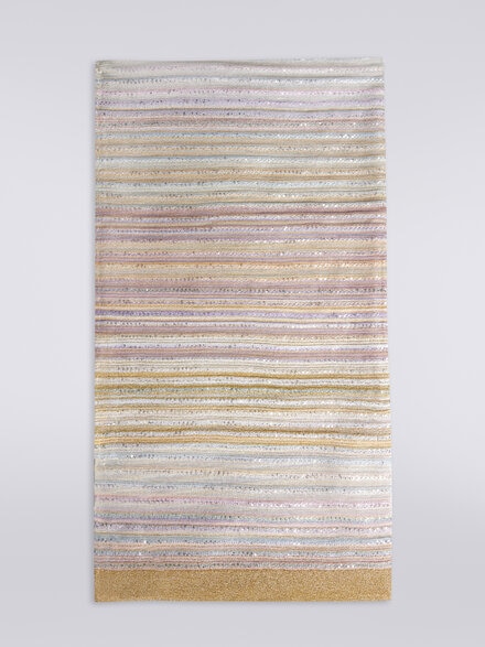 Striped viscose blend stole with sequins, Multicoloured  - LS23WS33BV00ENSM67R
