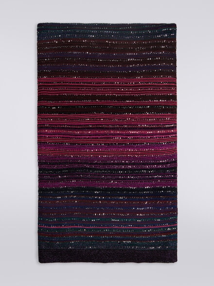 Striped viscose blend stole with sequins, Multicoloured  - LS23WS33BV00ENSM67U