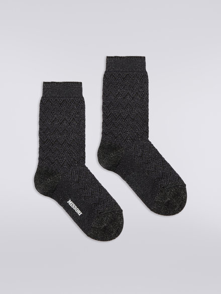 Short zigzag viscose and nylon socks, Multicoloured  - LS23WS3HBV00ENSM67U