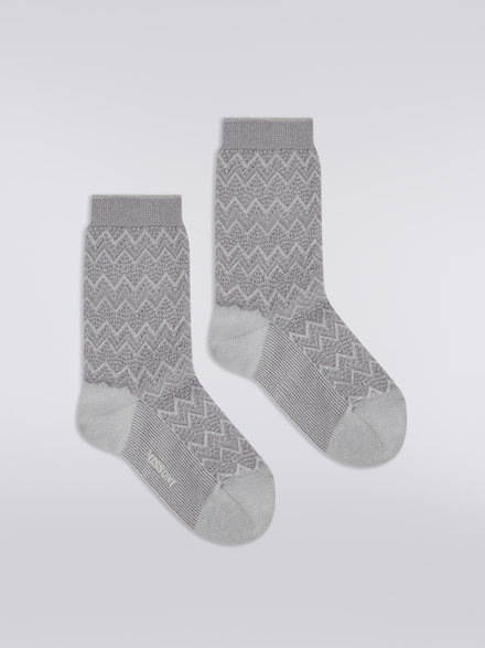 Short zigzag viscose and nylon socks, Multicoloured  - LS23WS3HBV00ENSM67V