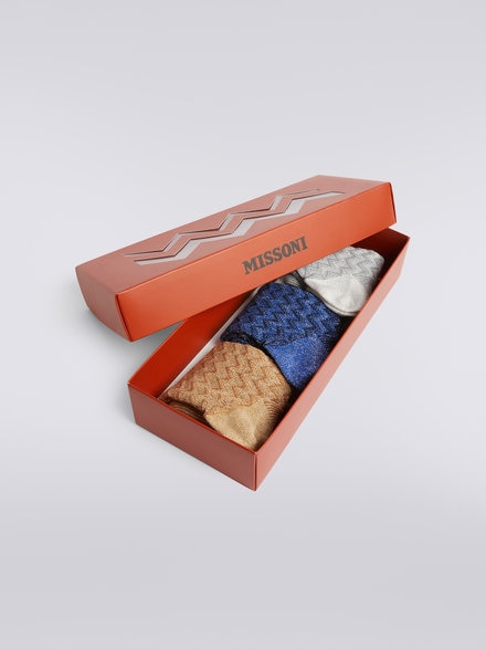 Juego de tres calcetines de mezcla de algod&oacute;n zigzag con l&uacute;rex, Multicolor  - LS23WS3KBV00ENSM67U