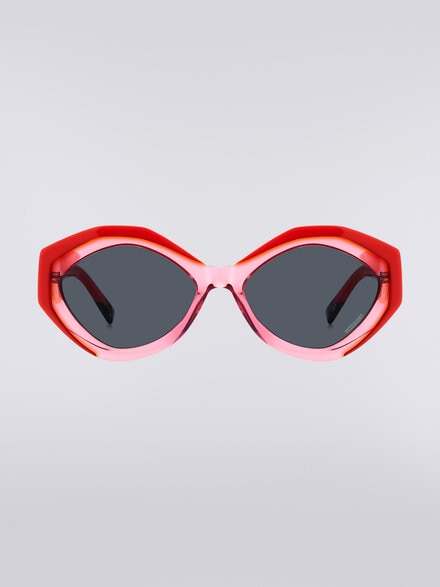 Oval-shaped sunglasses with metal logo application, Multicoloured  - 8053147194882
