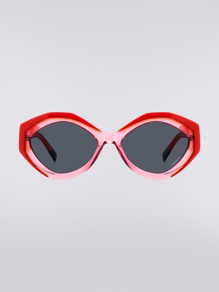 Lunettes de soleil avec monture ovale et application du logo en métal, Multicolore  - LS24S008BV008BS30EM