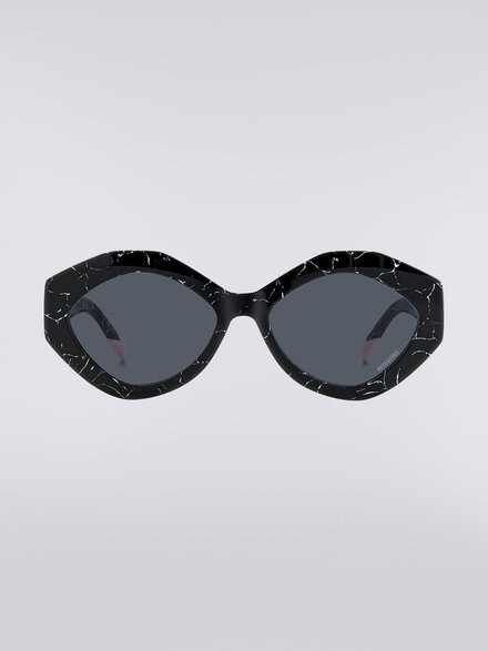 Oval-shaped sunglasses with metal logo application, Multicoloured  - 8053147194905