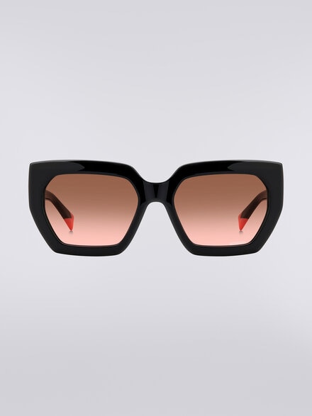 Sonnenbrille mit quadratischer Fassung, kontrastierendem Einsatz und Logo, Mehrfarbig  - LS24S009BV008BS505U