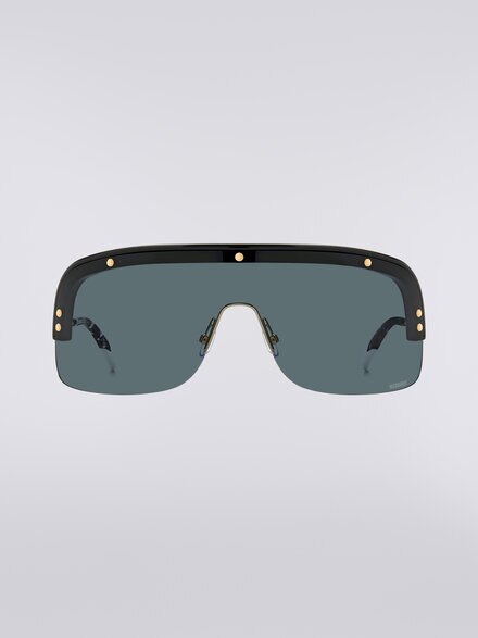 Sonnenbrille im Shield-Design mit Metallbügeln und Bügelenden aus Acetat, Mehrfarbig  - LS24S00DBV008BS505U