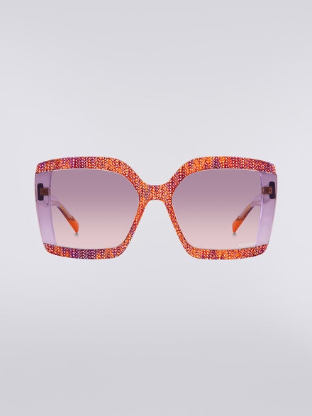 Gafas de sol cuadradas con inserciones de tejido, Multicolor  - LS24S00EBV008BS30C5