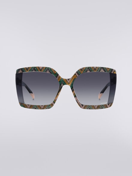 Square sunglasses with fabric inserts, Multicoloured  - LS24S00EBV008BS91MW