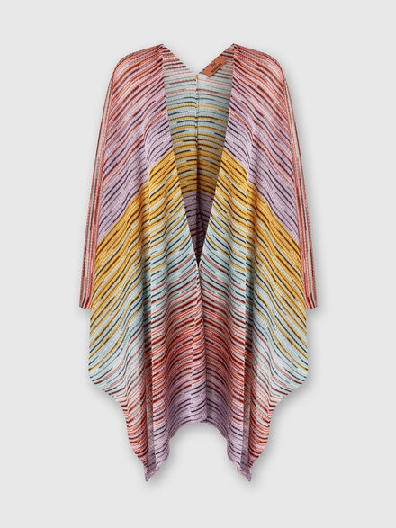 Slub viscose blend knit cape, Multicoloured  - LS24SC01BV00FUSM67U
