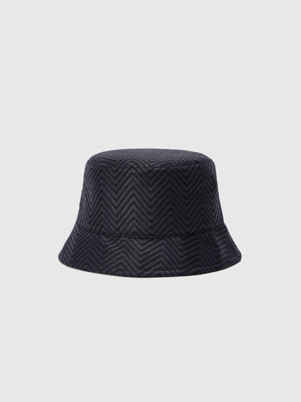 Bucket Hat aus Baumwolle und Viskose mit Chevronmuster, Mehrfarbig  - LS24SS02BV00FTSM67T