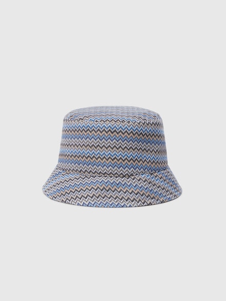 Bucket hat in viscose and cotton with zigzag pattern, Multicoloured  - LS24SS04BV00FTSM67U