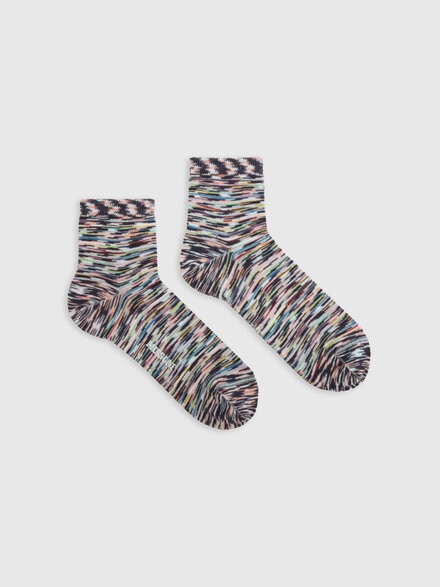 Slub cotton and viscose knit socks, Multicoloured  - LS24SS06BV00FUSM67U