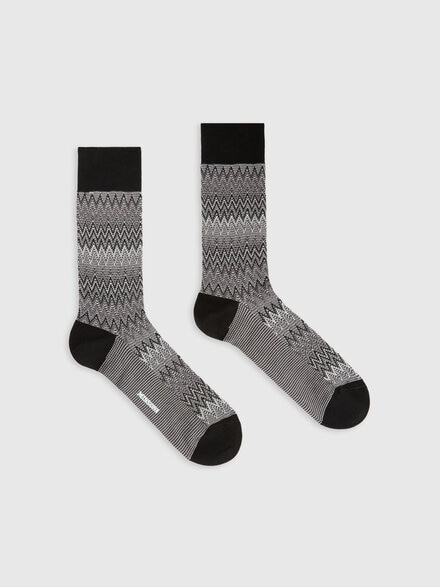 Cotton blend short socks with chevron pattern, Multicoloured  - LS24SS08BV00FTSM67T