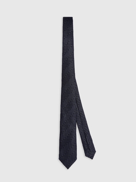 Cotton and viscose chevron tie, Multicoloured  - LS24SS0EBV00FTSM67T