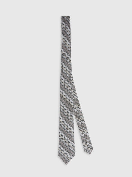 Krawatte aus Viskose und Baumwolle mit Zickzackmuster, Mehrfarbig  - LS24SS0GBV00FTSM67R