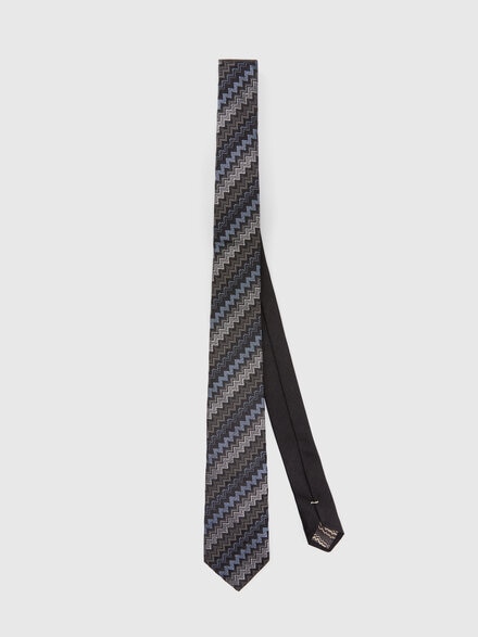Cravatta in seta con motivo zig zag, Multicolore  - LS24SS0MBV00FTSM67U