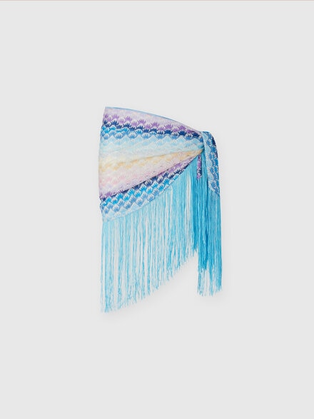 Lamé viscose sarong with fringes, Multicoloured  - LS24SS12BV00FUSM67R