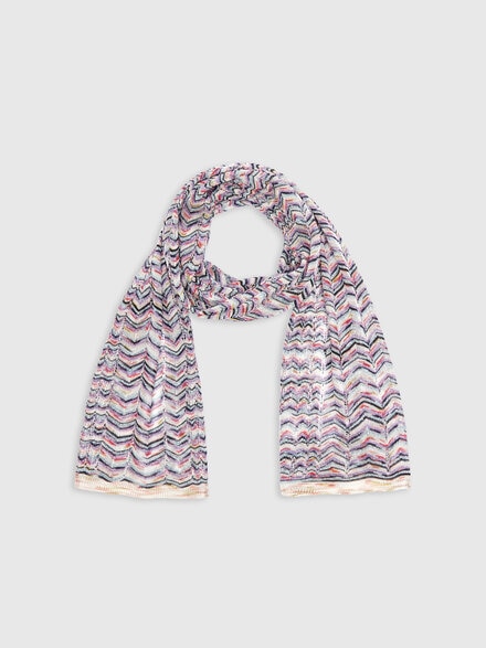 Scarf in viscose and cotton with zigzag pattern , Multicoloured  - LS24SS17BV00FUSM67U