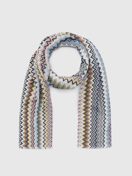 Cotton chevron knit scarf, Multicoloured  - LS24SS1EBV00FTSM67R
