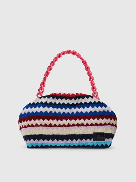Cotton terry clutch with zigzag pattern , Multicoloured  - LS24SX05BV00G0SM9GM
