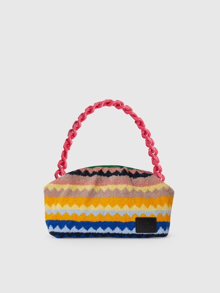Cotton terry clutch with zigzag pattern , Multicoloured  - LS24SX06BV00G0SM9GM