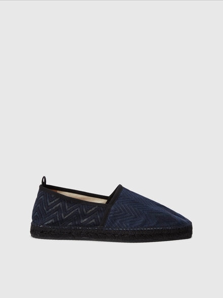 Espadrilles in zigzag fabric, Navy Blue  - LS24SY01BV00FZS30DP