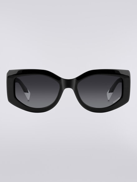 Slightly wrap-around shaped sunglasses in acetate, Black - LS24W002BV008BS505U