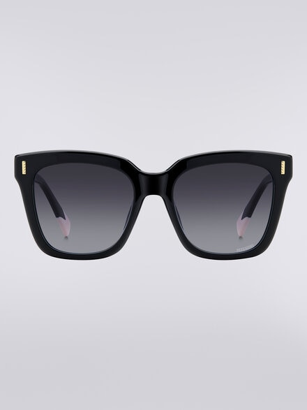 Square acetate sunglasses, Black - LS24W003BV008BS505U