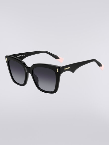 Square acetate sunglasses, Black - LS24W003BV008BS505U