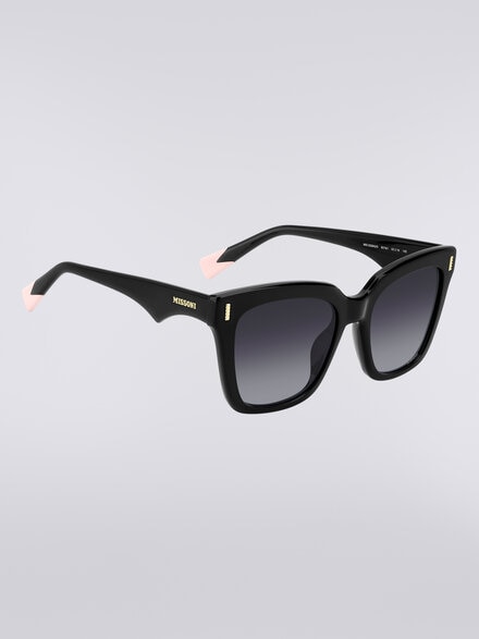 Square acetate sunglasses, Black - LS24W003BV008BS505U