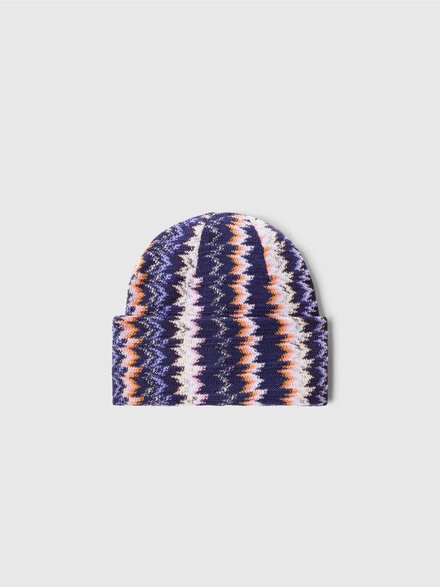 Wool and viscose beanie, Multicoloured  - LS24WS04BV00GMSM67S