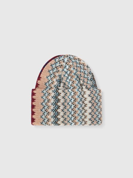 Zigzag wool blend beanie, Multicoloured  - LS24WS09BV00GLSM67S