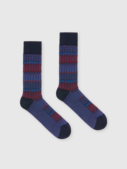 Chevron cotton blend socks, Multicoloured  - LS24WS0FBV00GLSM67V