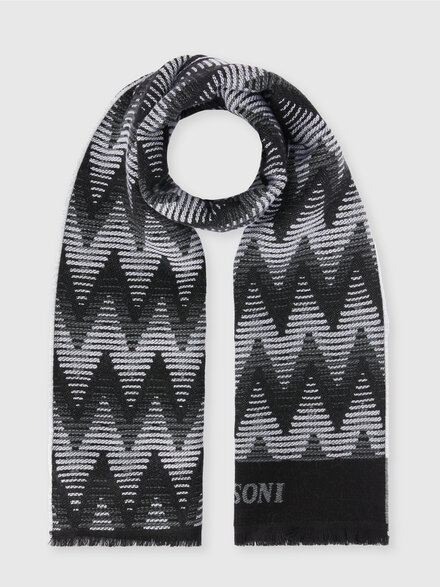 Zig zag wool scarf with logo, Multicoloured  - LS24WS1BBV00GLSM67T