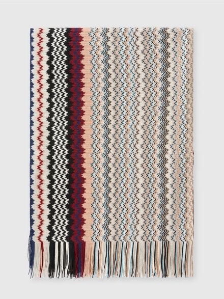 Châle en laine mélangée à franges, Multicolore  - LS24WS1HBV00GLSM67S