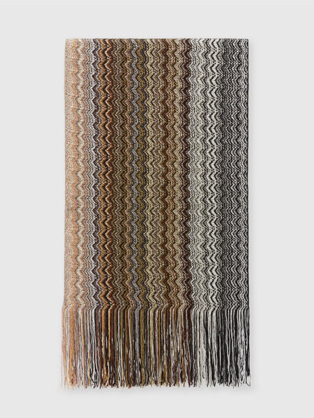 Viscose-blend scarf with fringes, Multicoloured  - LS24WS1KBV00GMSM67S