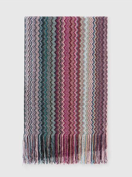 Viscose-blend scarf with fringes, Multicoloured  - LS24WS1KBV00GMSM67U