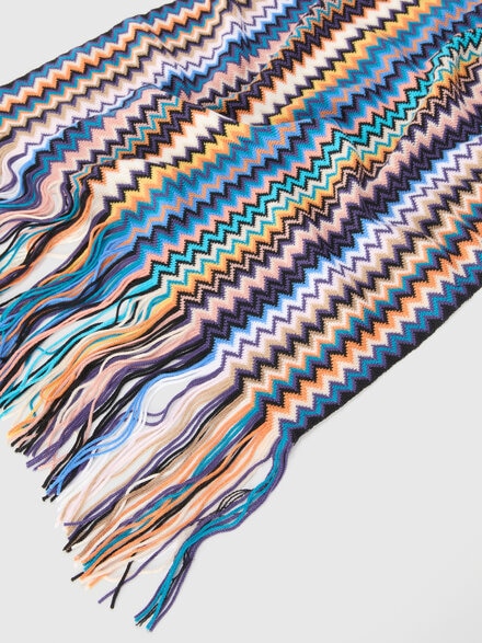 Zick-Zack-Schal aus Wolle mit Fransen, Mehrfarbig  - LS24WS1OBV00GMSM67U