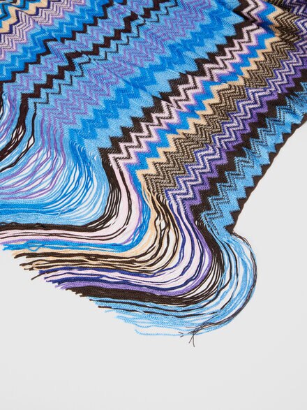Zig zag viscose scarf with fringes, Multicoloured  - LS24WS1PBV00GMSM67R