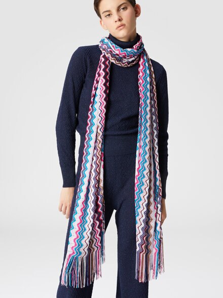 Chevron Schal aus Viskose, Mehrfarbig  - LS24WS1RBV00GMSM67R
