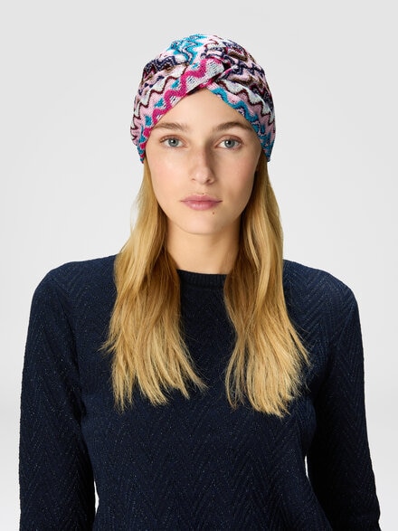 Turbante in viscosa chevron, Multicolore  - LS24WS23BV00GMSM67R