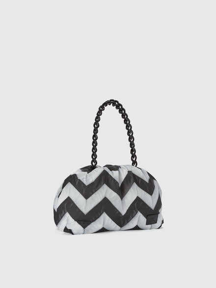 Zick-Zack-Clutch aus Stoff mit abnehmbarem Schultergurt, Schwarz & Weiß - LS24WX0EBV00GXS91OE