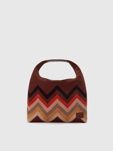 Handbag in zig zag fabric, Brown - LS24WX0NBV00GXS80D5