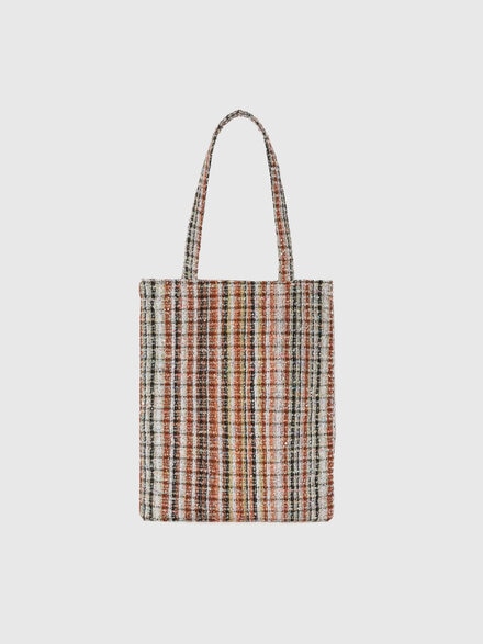 Shopper aus Lamé-Stoff mit Logo, Grau - LS24WX19BV00GXS91OG