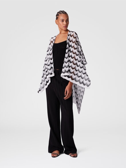 Knit cape with chevron pattern, Multicoloured  - LS25SC00BV00HLSM67S