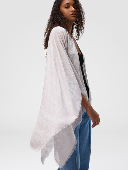 Viscose blend cape with luminous details, Multicoloured  - LS25SC01BV00HLSM67S