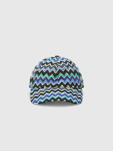 Cotton baseball cap with zig zag pattern, Multicoloured  - LS25SS04BV00HKSM67R