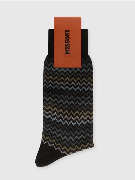 Short socks in pure cotton with zig-zag pattern., Multicoloured  - LS25SS09BV00HKSM67R