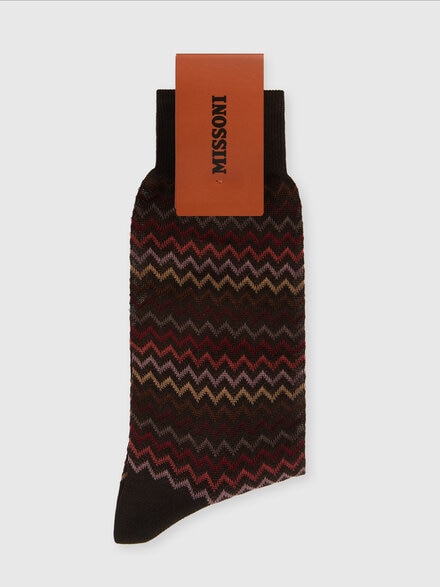Short socks in pure cotton with zig-zag pattern., Multicoloured  - LS25SS09BV00HKSM67S